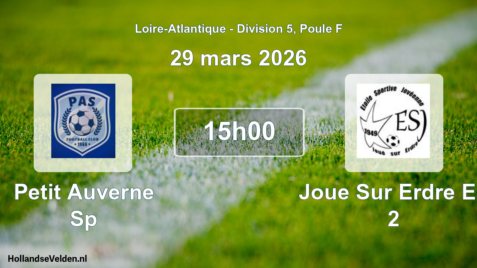 Geplande wedstrijd: Petit Auverne Sp - Joue Sur Erdre Es 2 (29 maart 2026)
