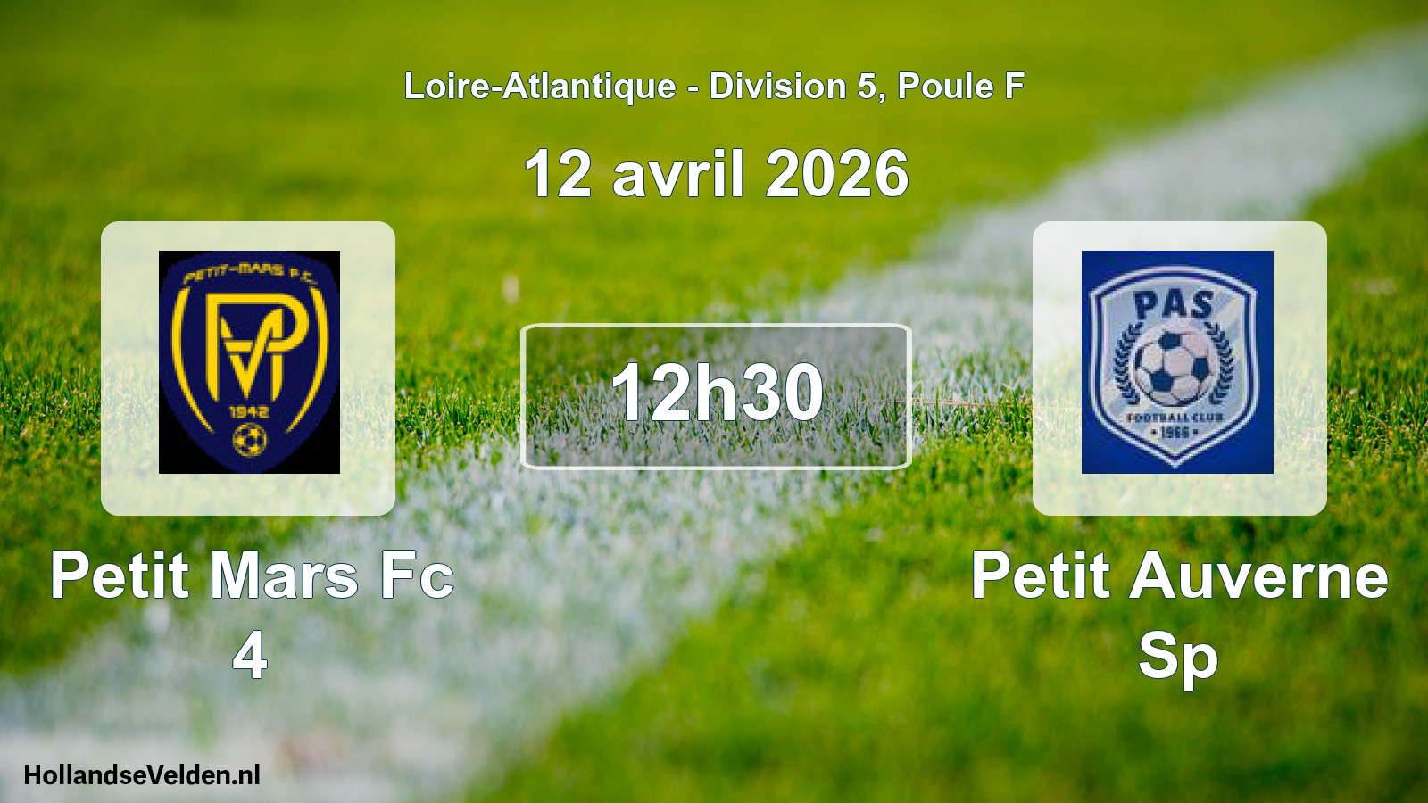 Geplande wedstrijd: Petit Mars Fc 4 - Petit Auverne Sp (12 april 2026)
