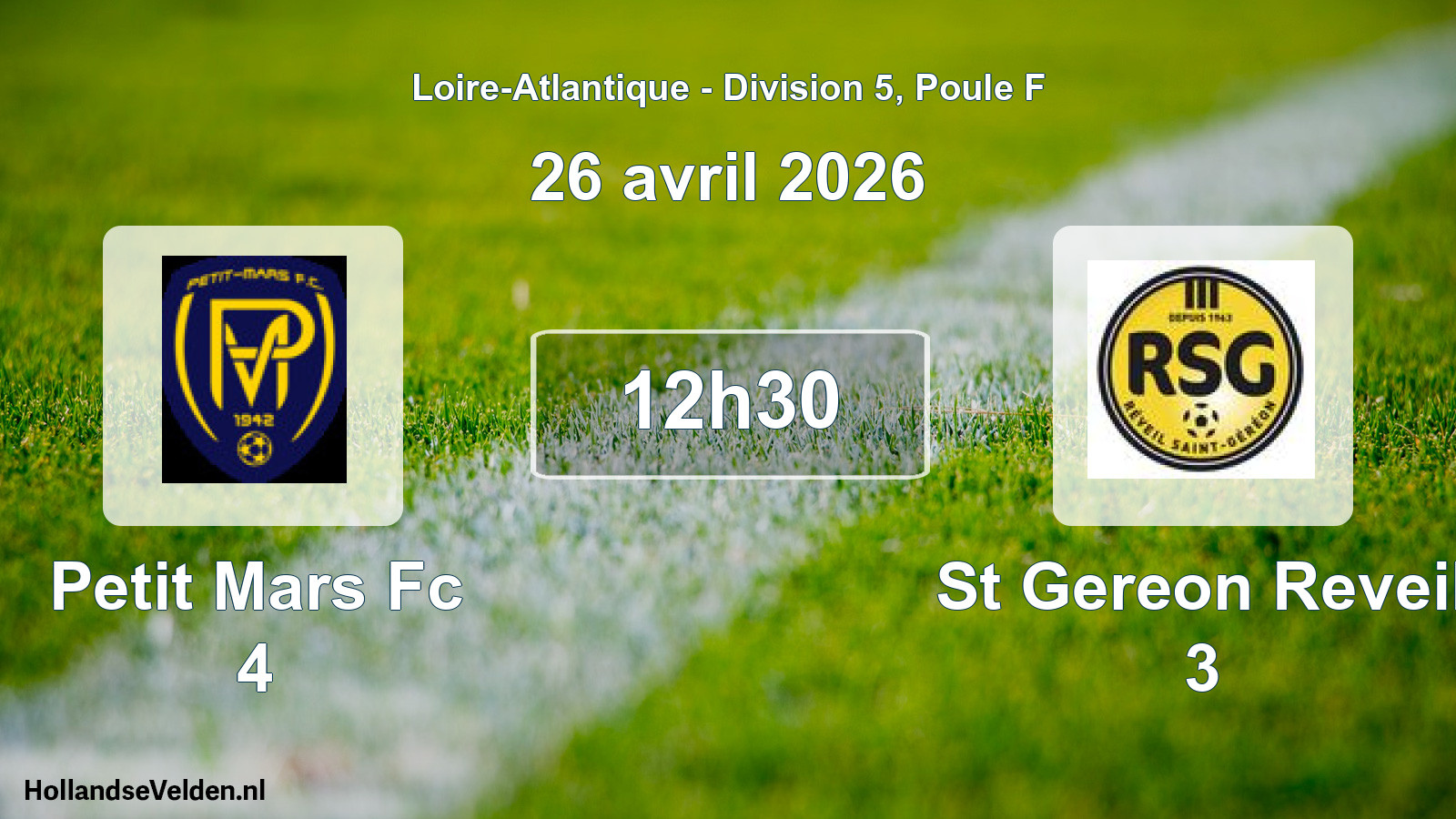 Geplande wedstrijd: Petit Mars Fc 4 - St Gereon Reveil 3 (26 april 2026)