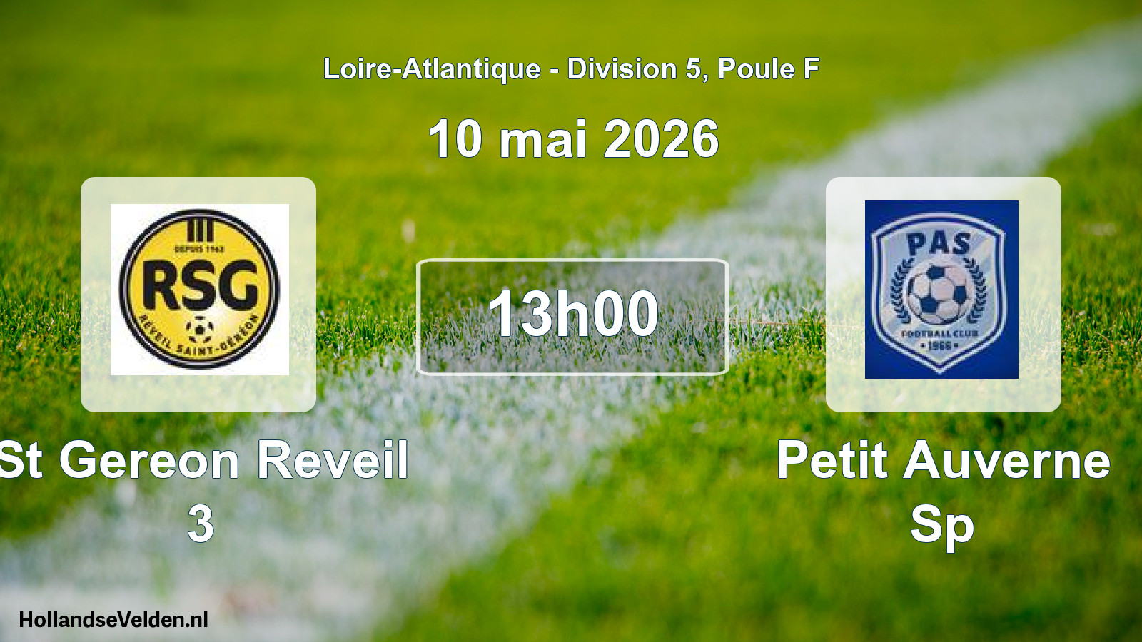 Geplande wedstrijd: St Gereon Reveil 3 - Petit Auverne Sp (10 mai 2026)