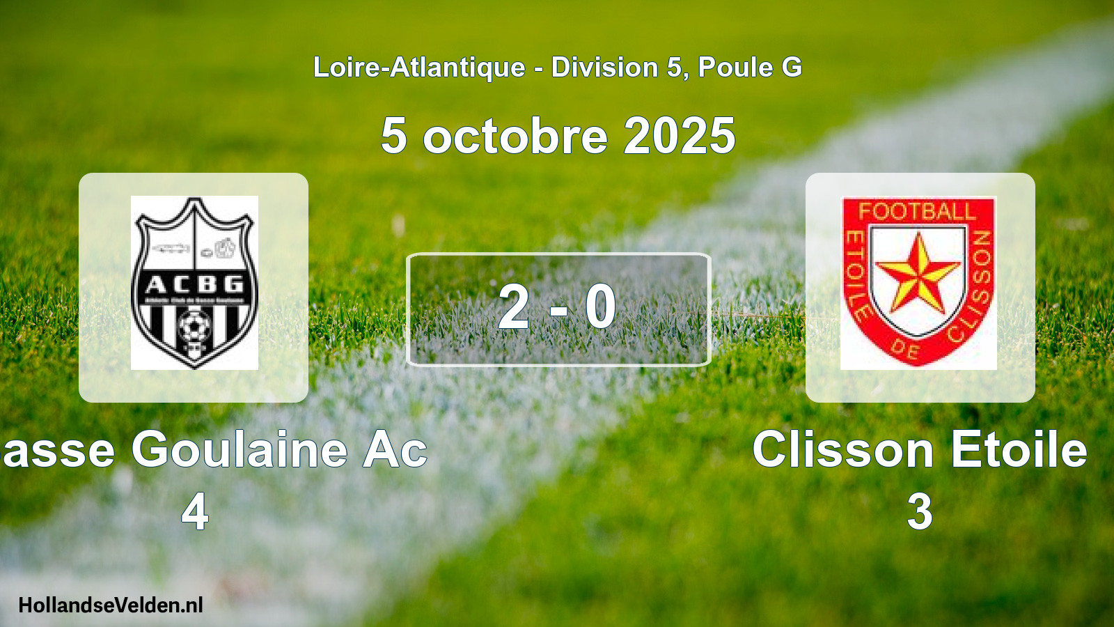 Gespeelde wedstrijd: Basse Goulaine Ac 4 - Clisson Etoile 3 2 - 0 (5 octobre 2025)