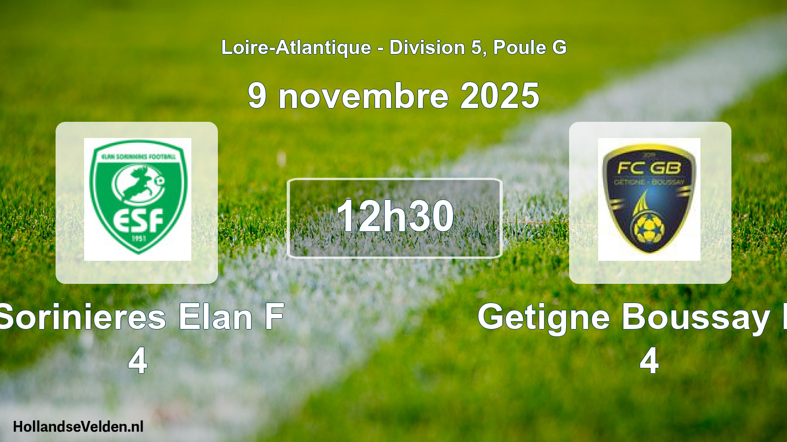 Geplande wedstrijd: Sorinieres Elan F 4 - Getigne Boussay Fc 4 (9 novembre 2025)
