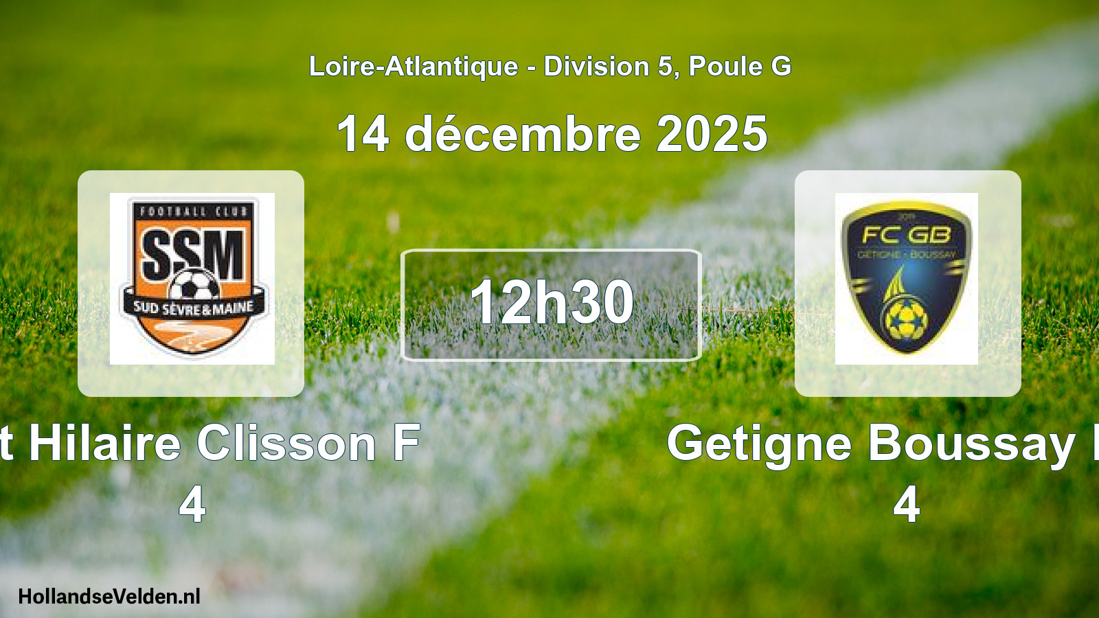 Geplande wedstrijd: St Hilaire Clisson F 4 - Getigne Boussay Fc 4 (14 december 2025)