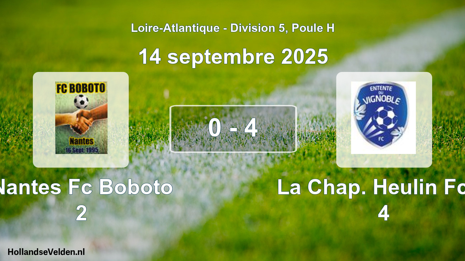 Total number of matches played: Nantes Fc Boboto 2 - La Chap. Heulin Fcev 4 0 - 4 (14 September 2025)