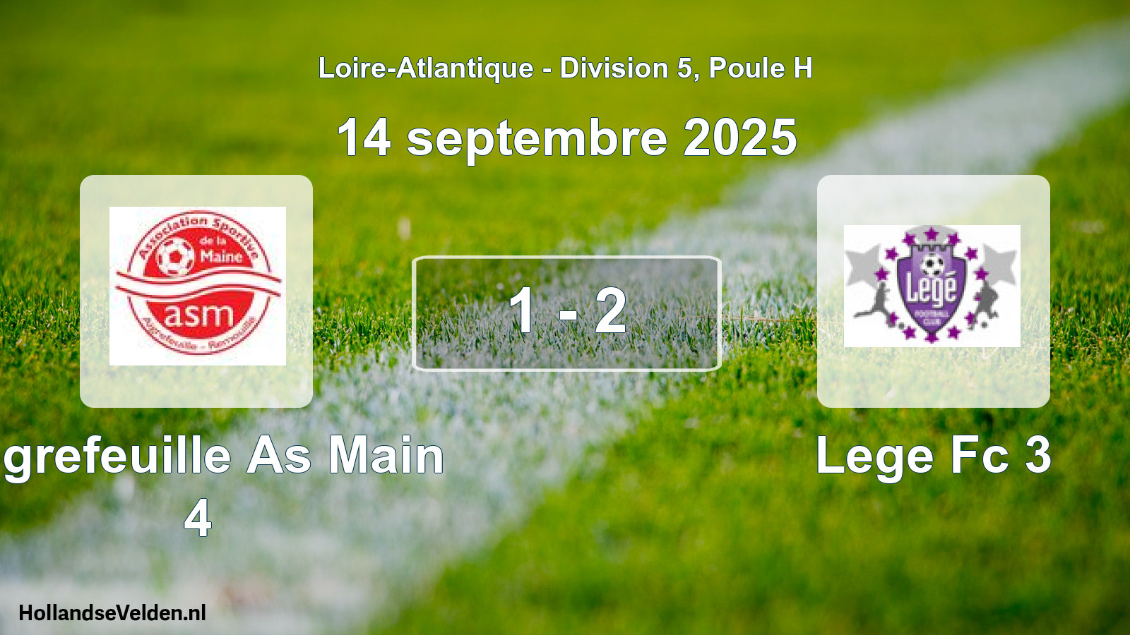 Gespeelde wedstrijd: Aigrefeuille As Main 4 - Lege Fc 3 1 - 2 (14 september 2025)
