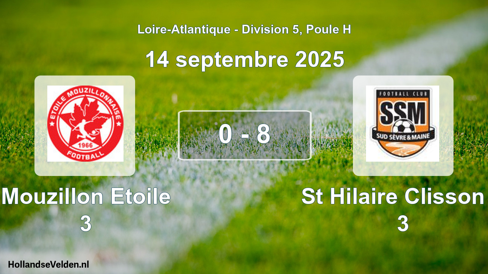 Gespeelde wedstrijd: Mouzillon Etoile 3 - St Hilaire Clisson F 3 0 - 8 (14 septembre 2025)
