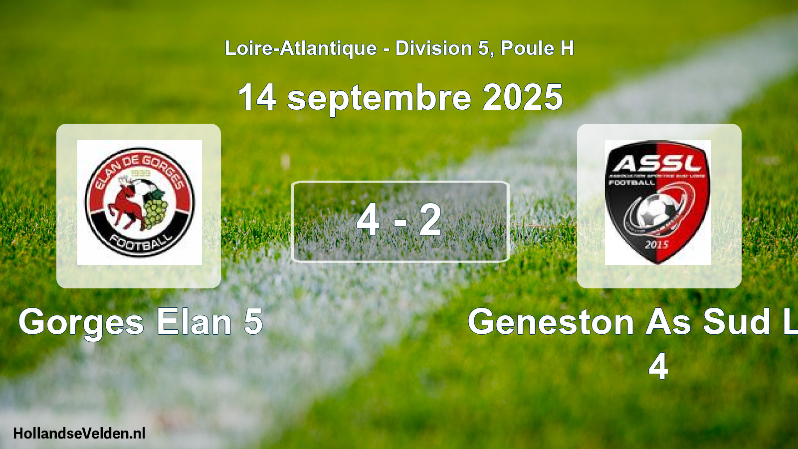 Gespeelde wedstrijd: Gorges Elan 5 - Geneston As Sud Loir 4 4 - 2 (14 septembre 2025)