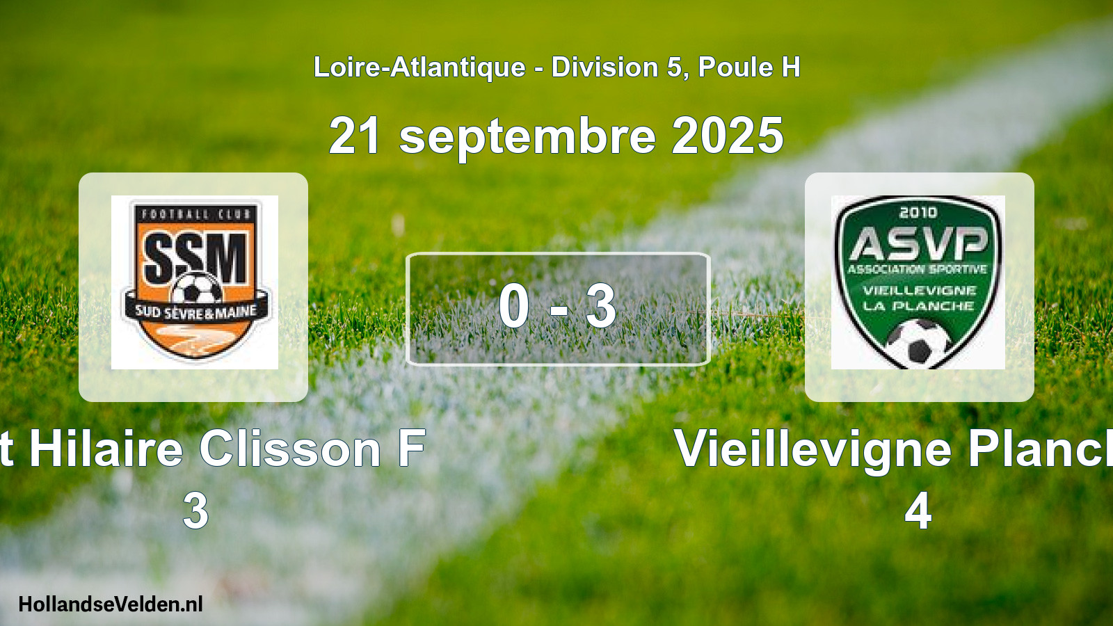 Gespeelde wedstrijd: St Hilaire Clisson F 3 - Vieillevigne Planche 4 0 - 3 (21 september 2025)