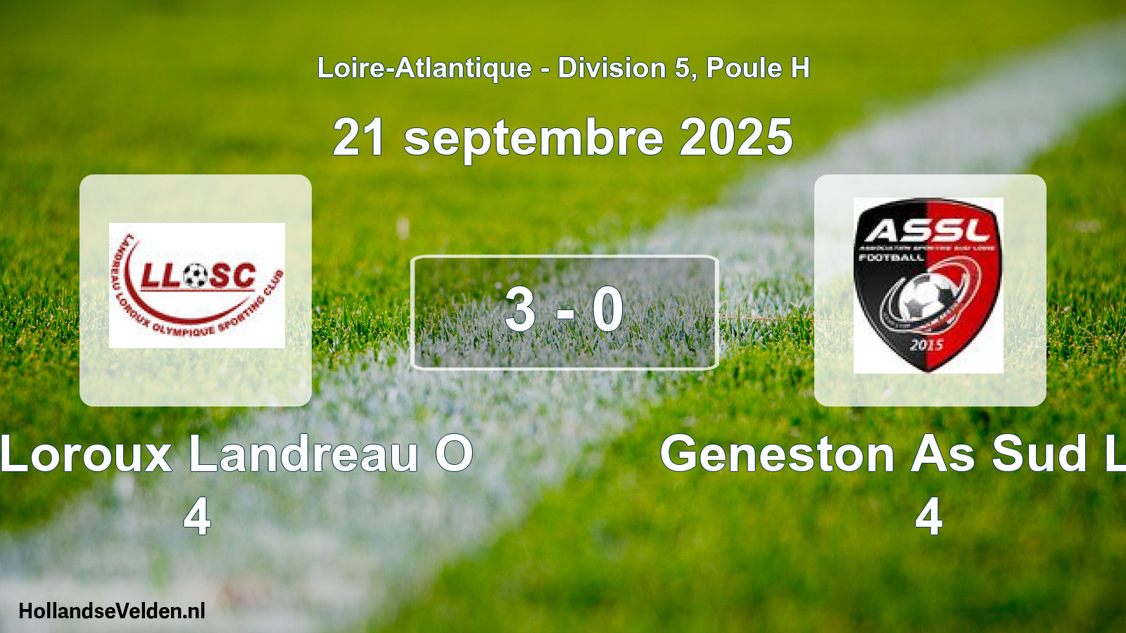 Total number of matches played: Le Loroux Landreau O 4 - Geneston As Sud Loir 4 3 - 0 (21 September 2025)