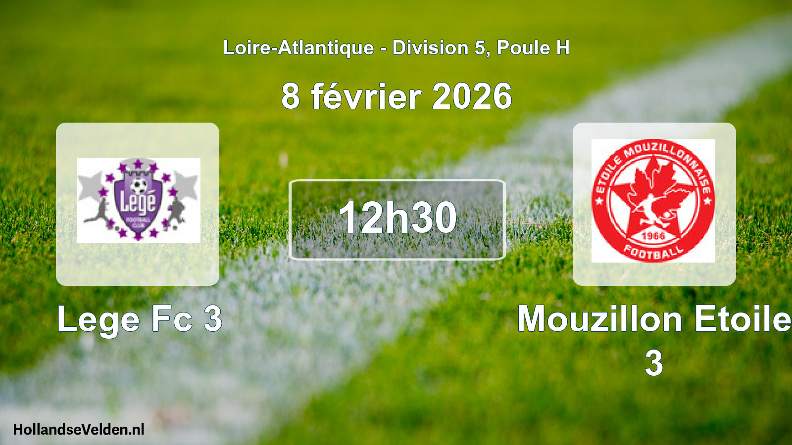 Geplande wedstrijd: Lege Fc 3 - Mouzillon Etoile 3 (8 februari 2026)