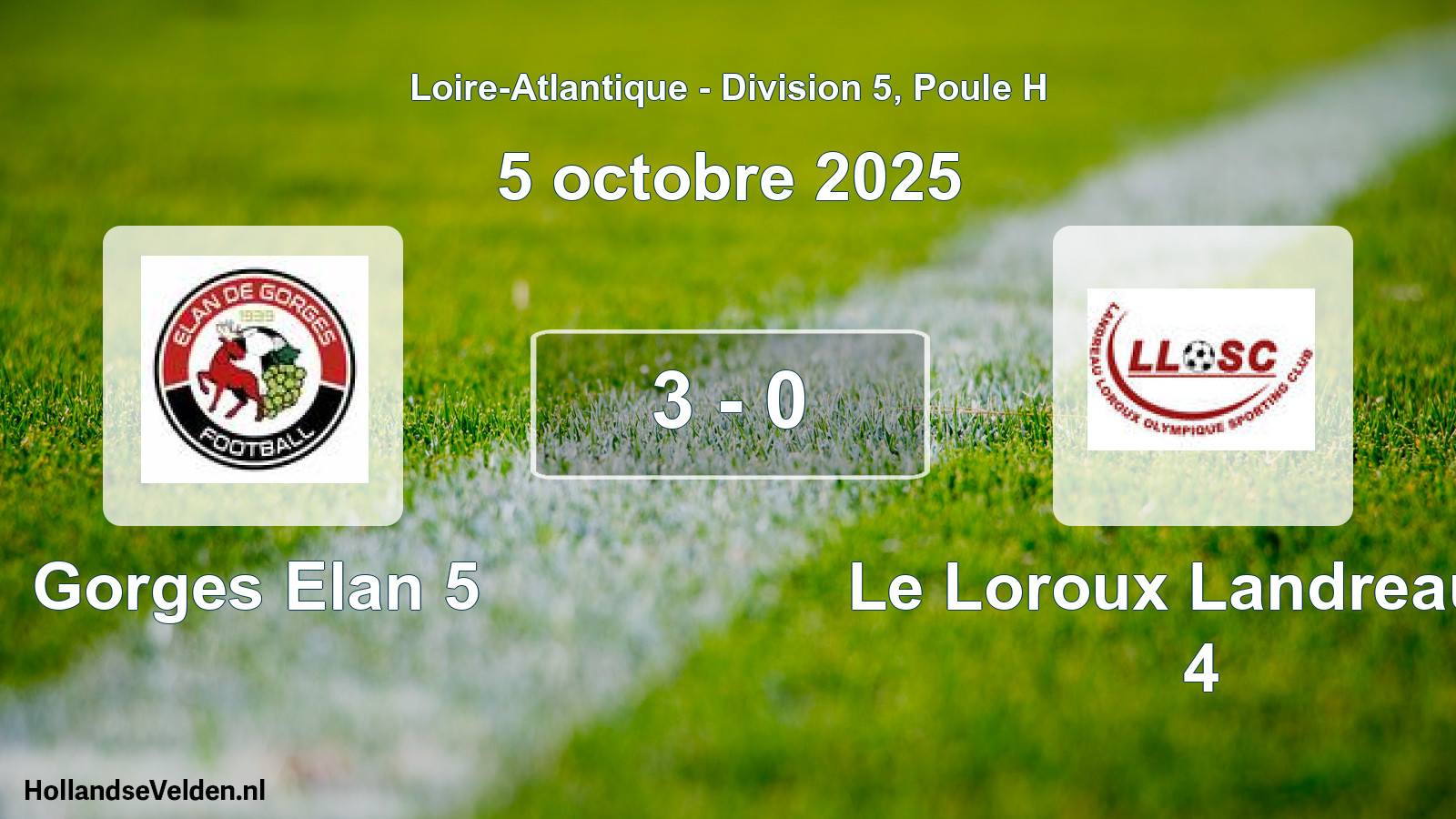 Total number of matches played: Gorges Elan 5 - Le Loroux Landreau O 4 3 - 0 (5 October 2025)