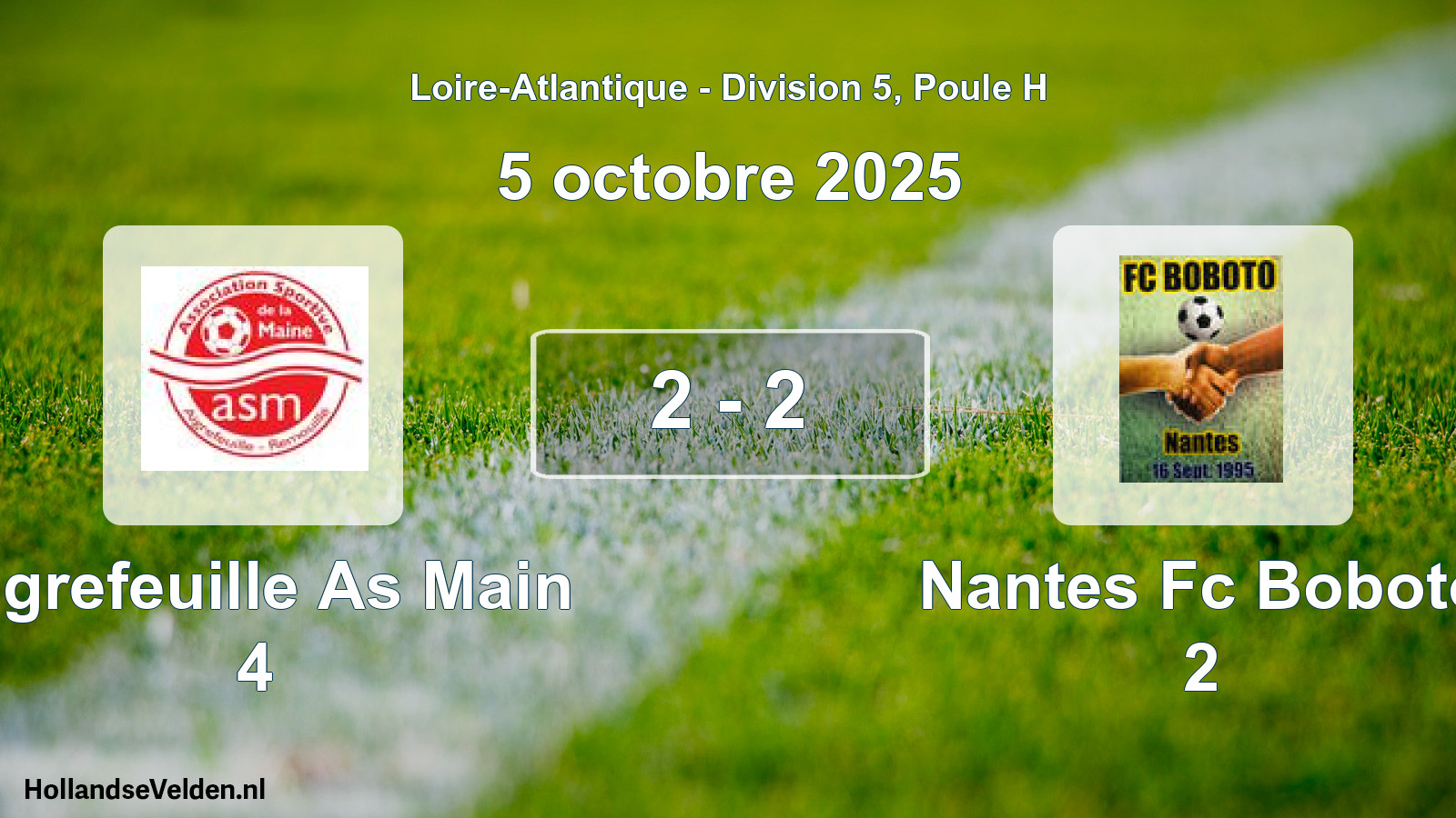 Total number of matches played: Aigrefeuille As Main 4 - Nantes Fc Boboto 2 2 - 2 (5 October 2025)
