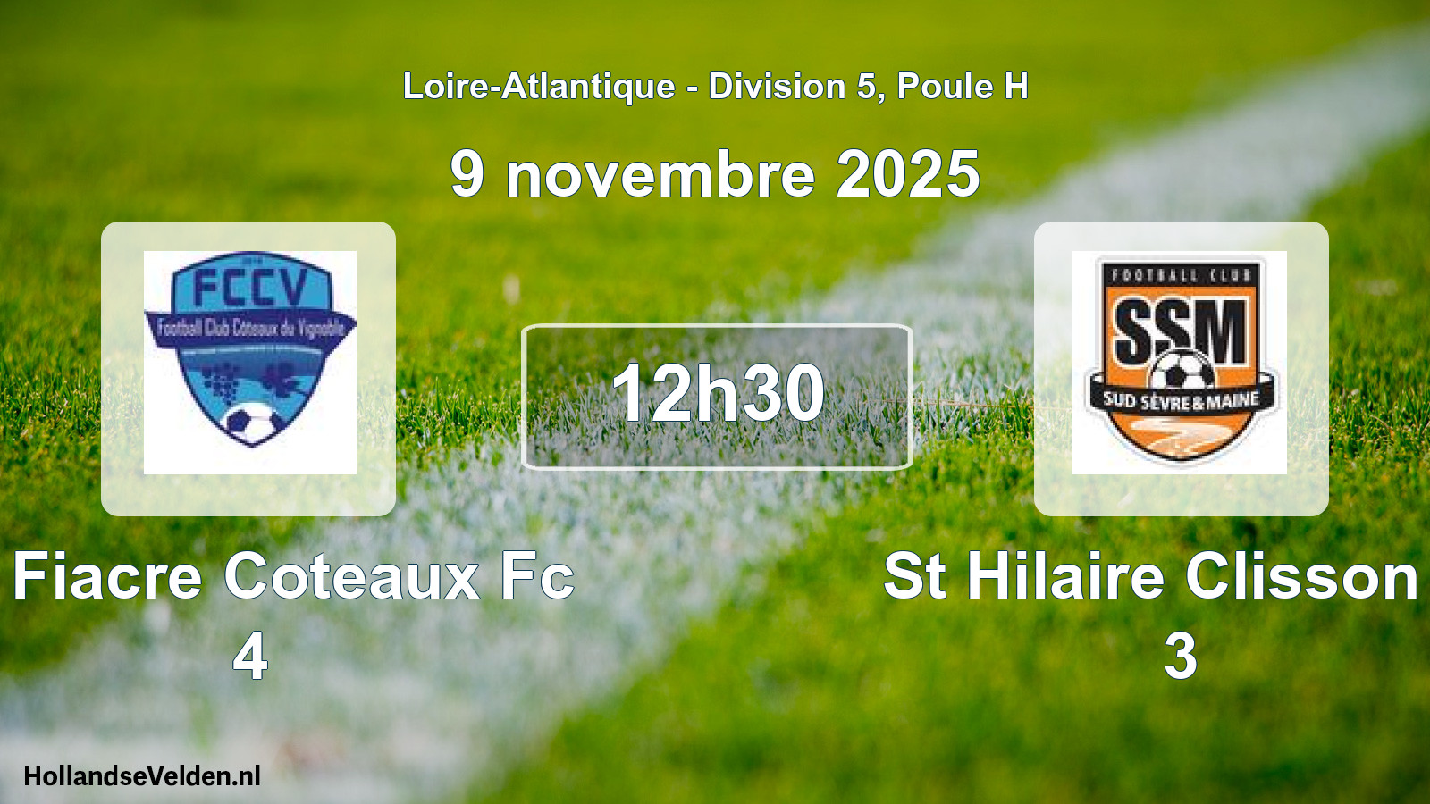Scheduled Match: St Fiacre Coteaux Fc 4 - St Hilaire Clisson F 3 (9 November 2025)