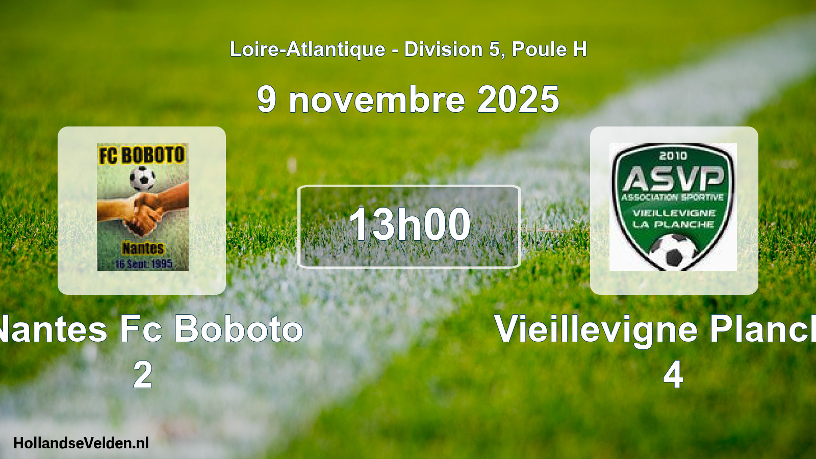 Scheduled Match: Nantes Fc Boboto 2 - Vieillevigne Planche 4 (9 November 2025)
