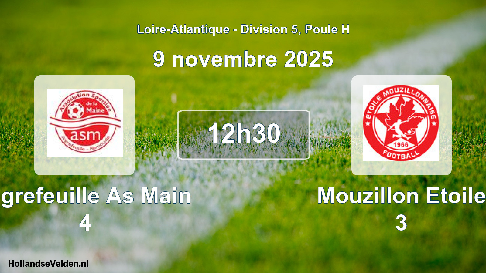 Geplande wedstrijd: Aigrefeuille As Main 4 - Mouzillon Etoile 3 (9 november 2025)