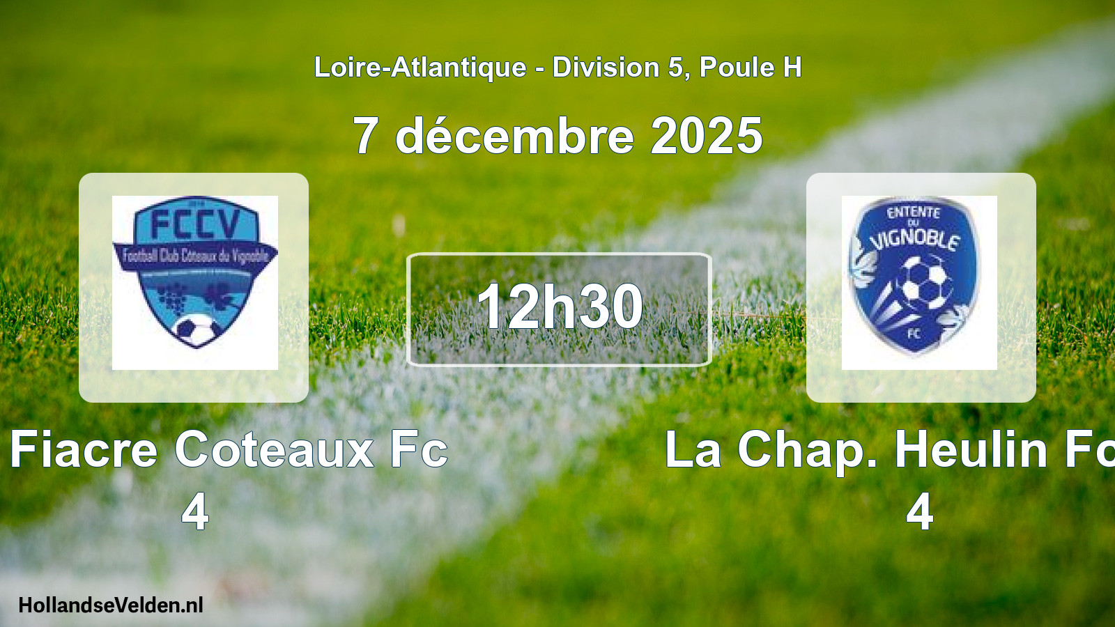 Geplande wedstrijd: St Fiacre Coteaux Fc 4 - La Chap. Heulin Fcev 4 (7 décembre 2025)