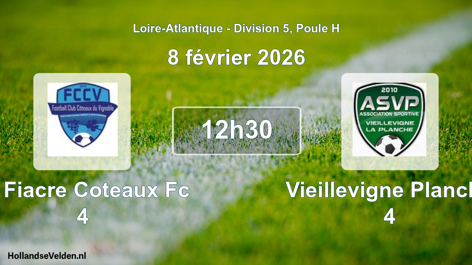 Geplande wedstrijd: St Fiacre Coteaux Fc 4 - Vieillevigne Planche 4 (8 février 2026)