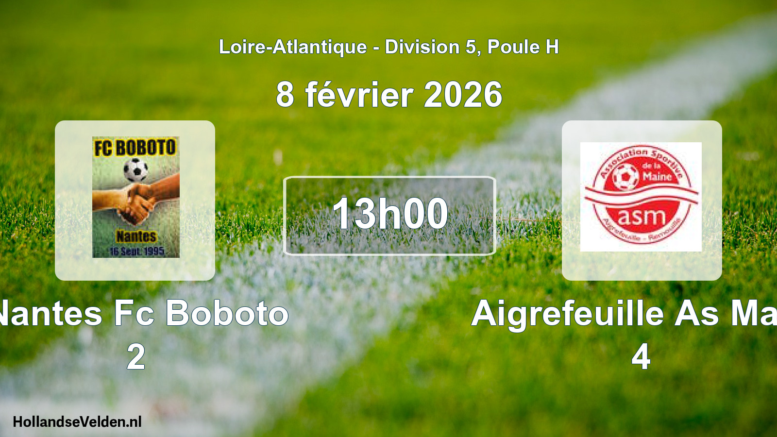 Scheduled Match: Nantes Fc Boboto 2 - Aigrefeuille As Main 4 (8 February 2026)