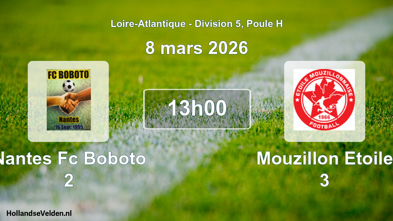 Geplande wedstrijd: Nantes Fc Boboto 2 - Mouzillon Etoile 3 (8 mars 2026)