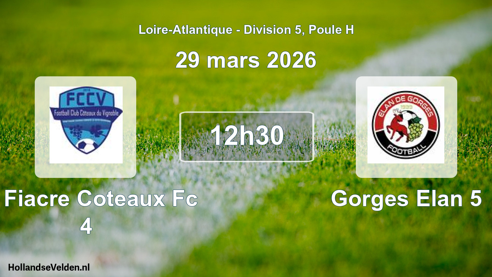 Geplande wedstrijd: St Fiacre Coteaux Fc 4 - Gorges Elan 5 (29 mars 2026)