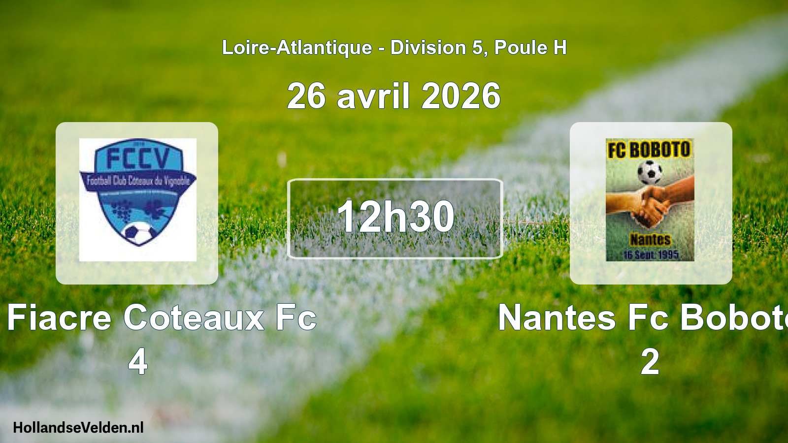 Geplande wedstrijd: St Fiacre Coteaux Fc 4 - Nantes Fc Boboto 2 (26 avril 2026)