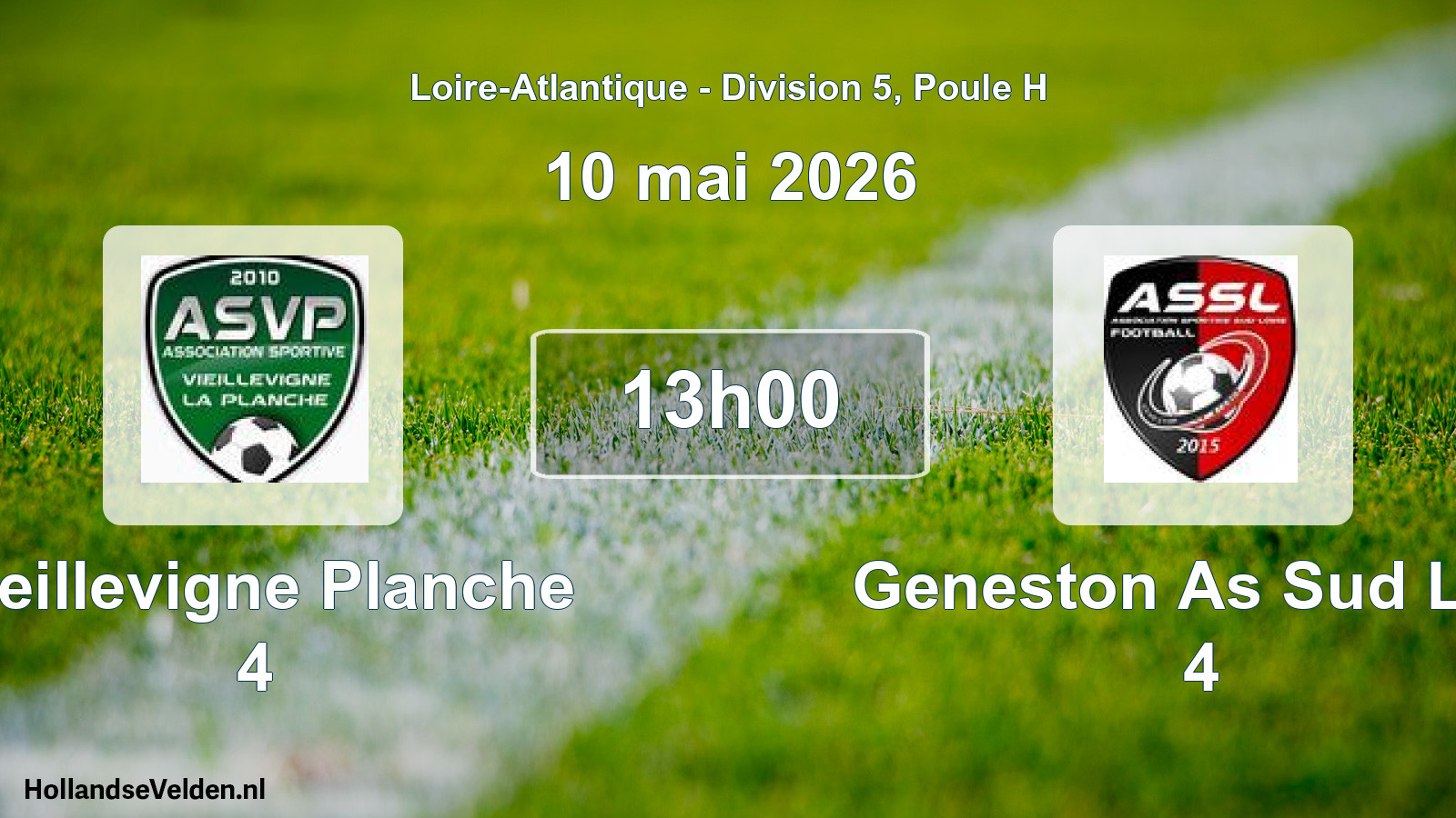 Geplande wedstrijd: Vieillevigne Planche 4 - Geneston As Sud Loir 4 (10 mai 2026)