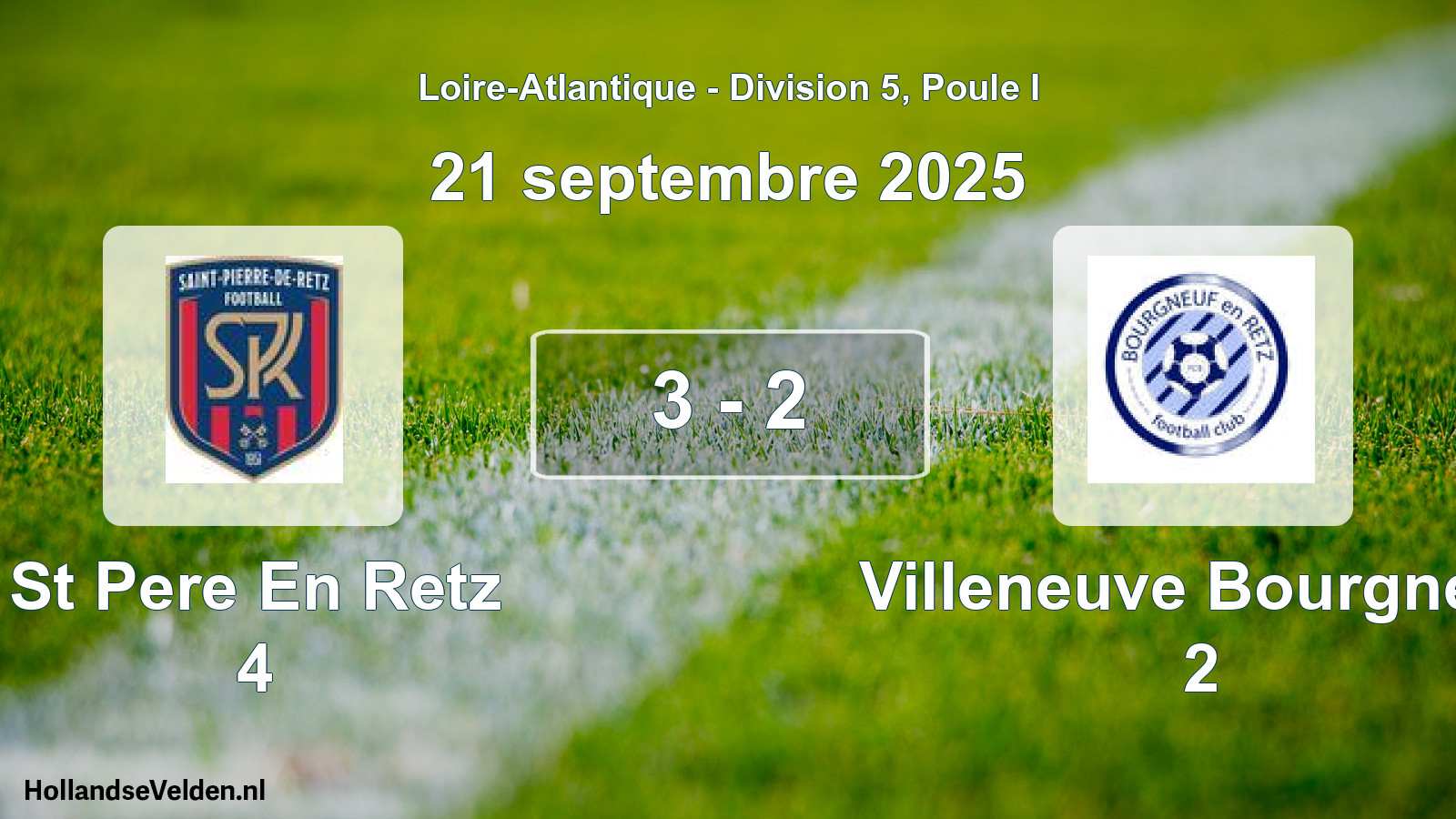 Gespeelde wedstrijd: St Pere En Retz 4 - Villeneuve Bourgneuf 2 3 - 2 (21 septembre 2025)