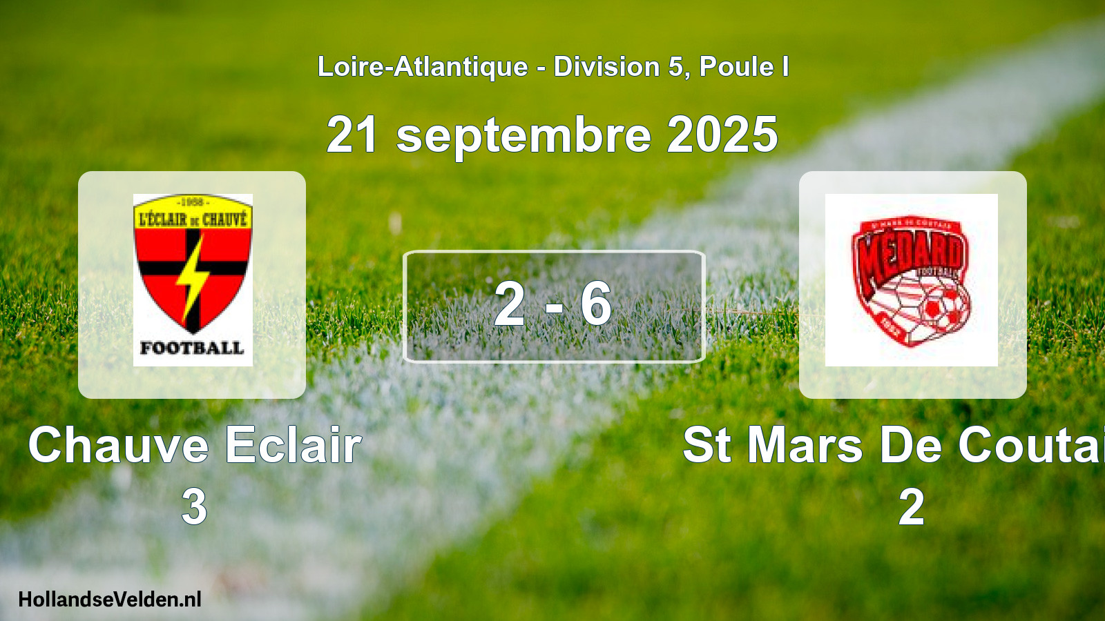 Gespeelde wedstrijd: Chauve Eclair 3 - St Mars De Coutais 2 2 - 6 (21 september 2025)