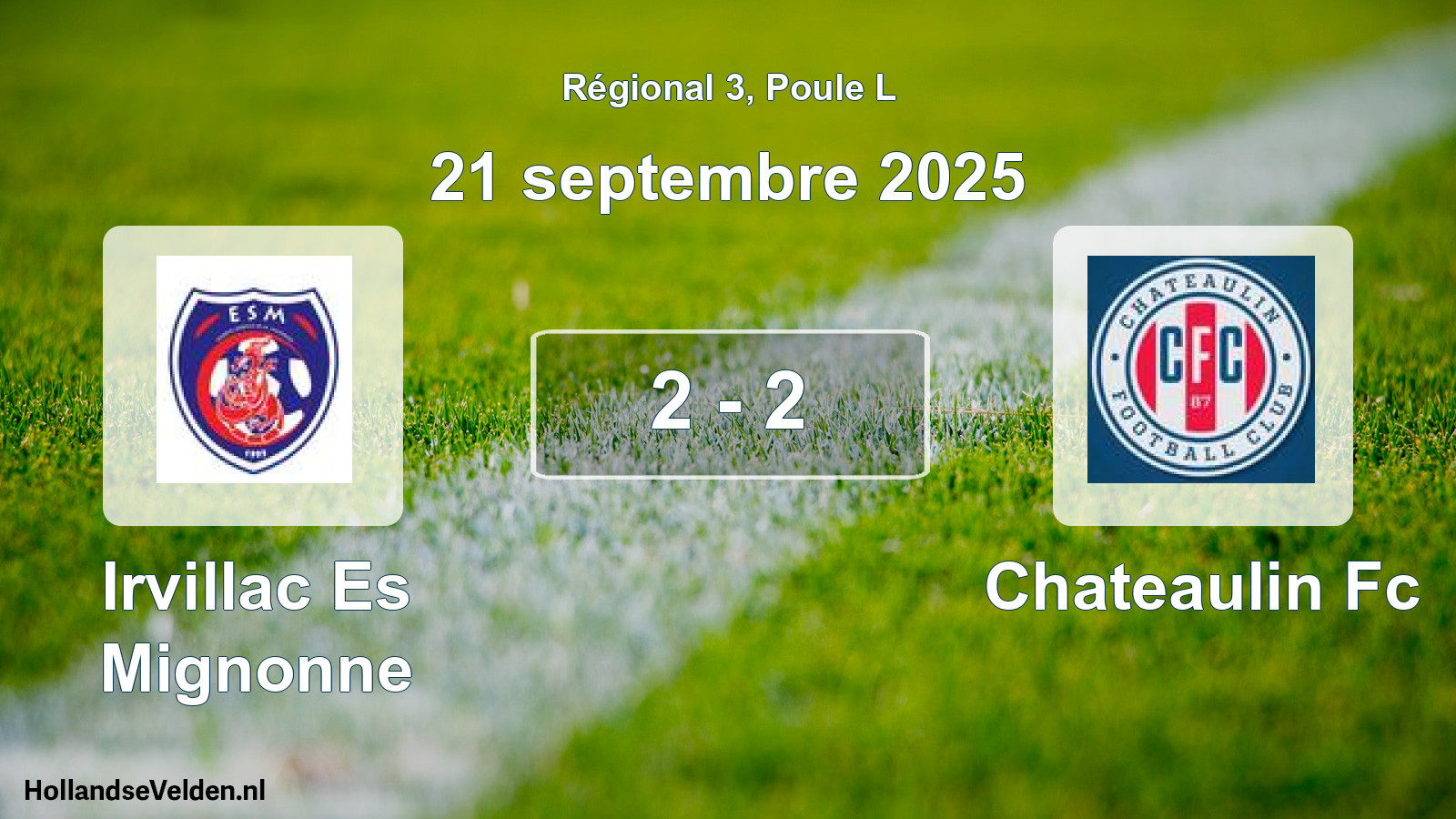Gespeelde wedstrijd: Irvillac Es Mignonne - Chateaulin Fc 2 - 2 (21 septembre 2025)