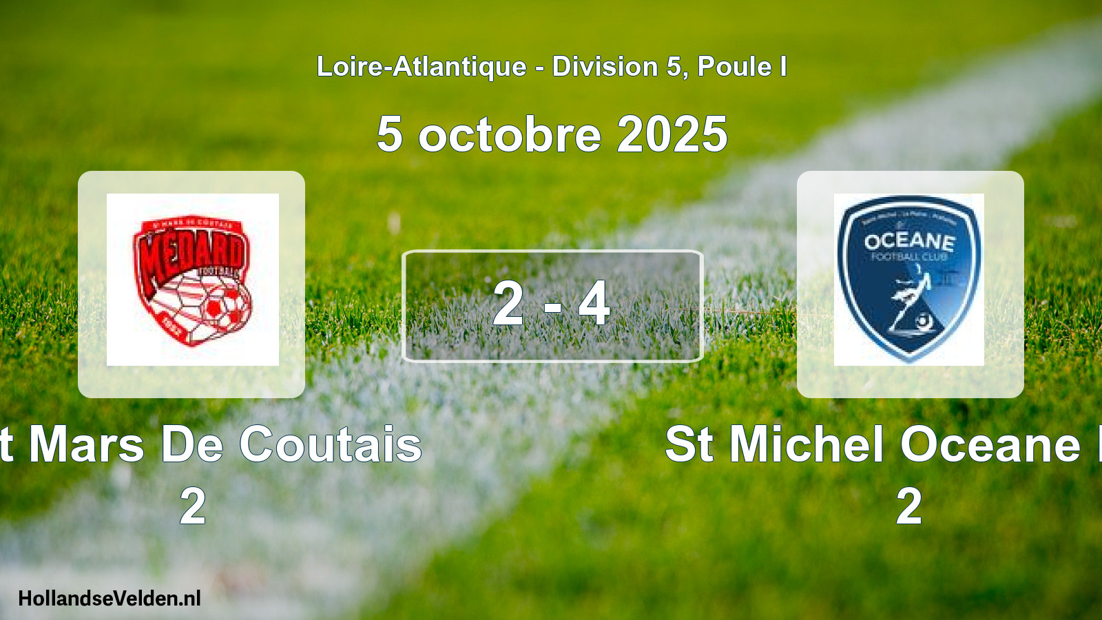 Gespeelde wedstrijd: St Mars De Coutais 2 - St Michel Oceane Fc 2 2 - 4 (5 octobre 2025)