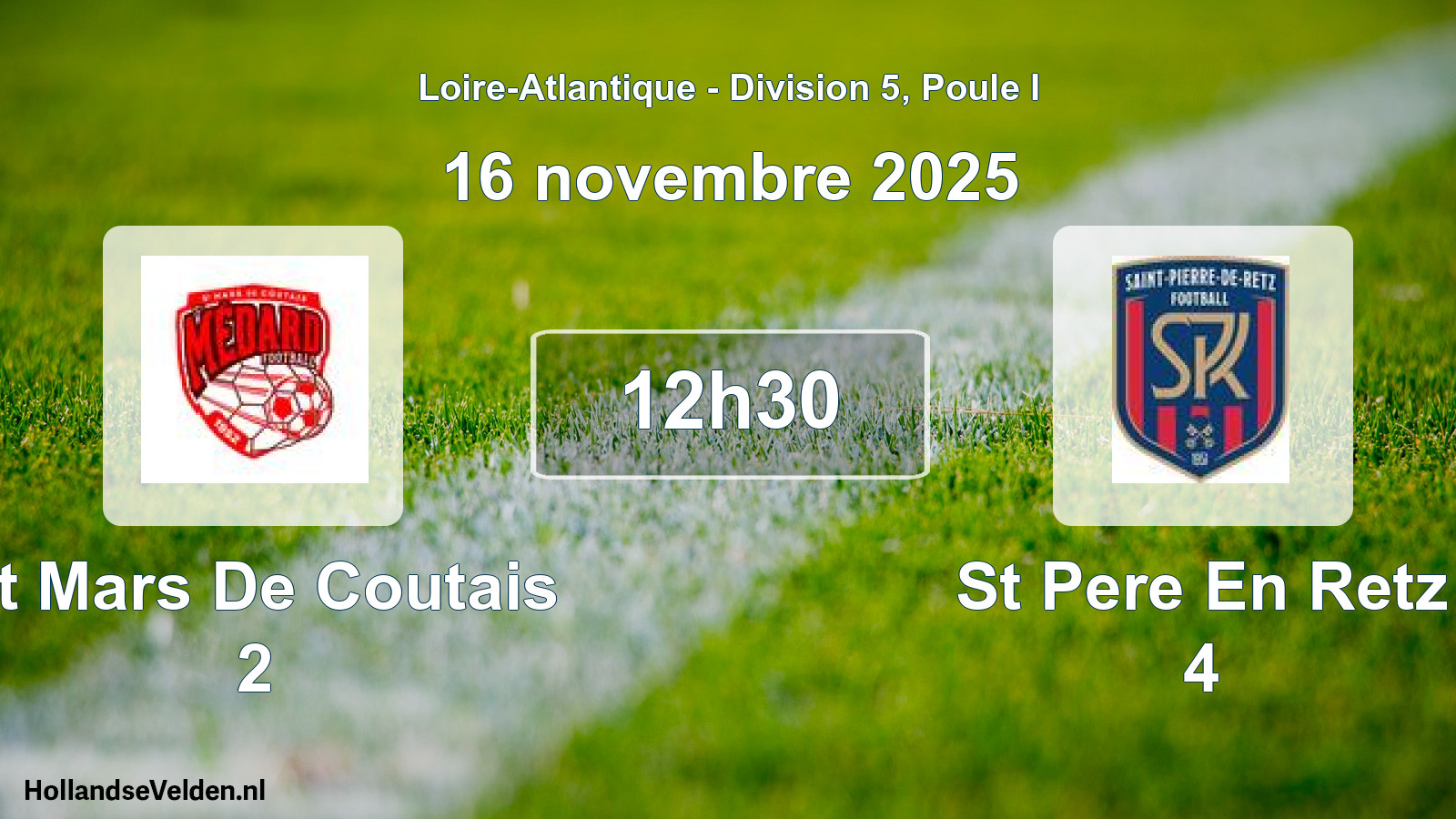 Geplande wedstrijd: St Mars De Coutais 2 - St Pere En Retz 4 (16 november 2025)