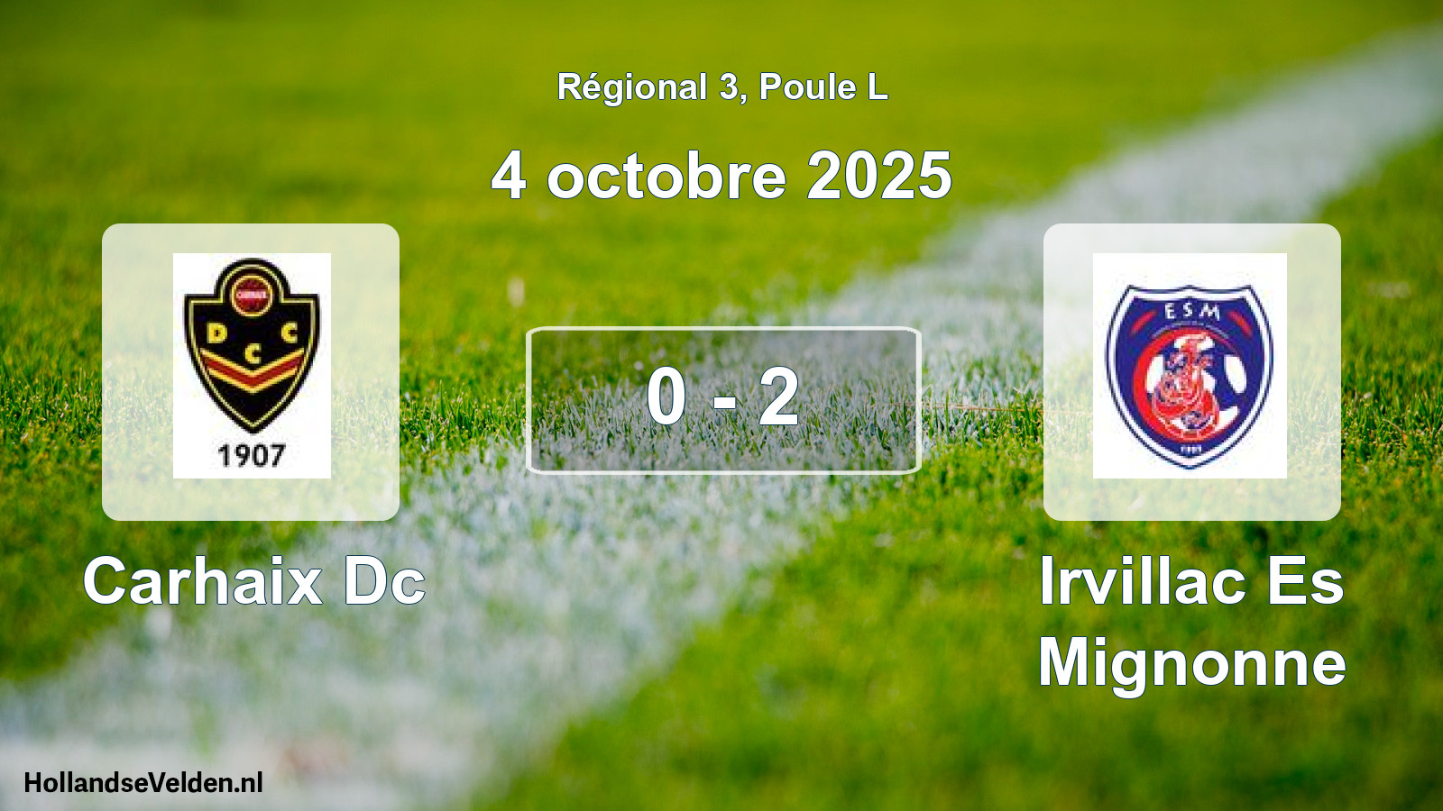 Gespeelde wedstrijd: Carhaix Dc - Irvillac Es Mignonne 0 - 2 (4 octobre 2025)