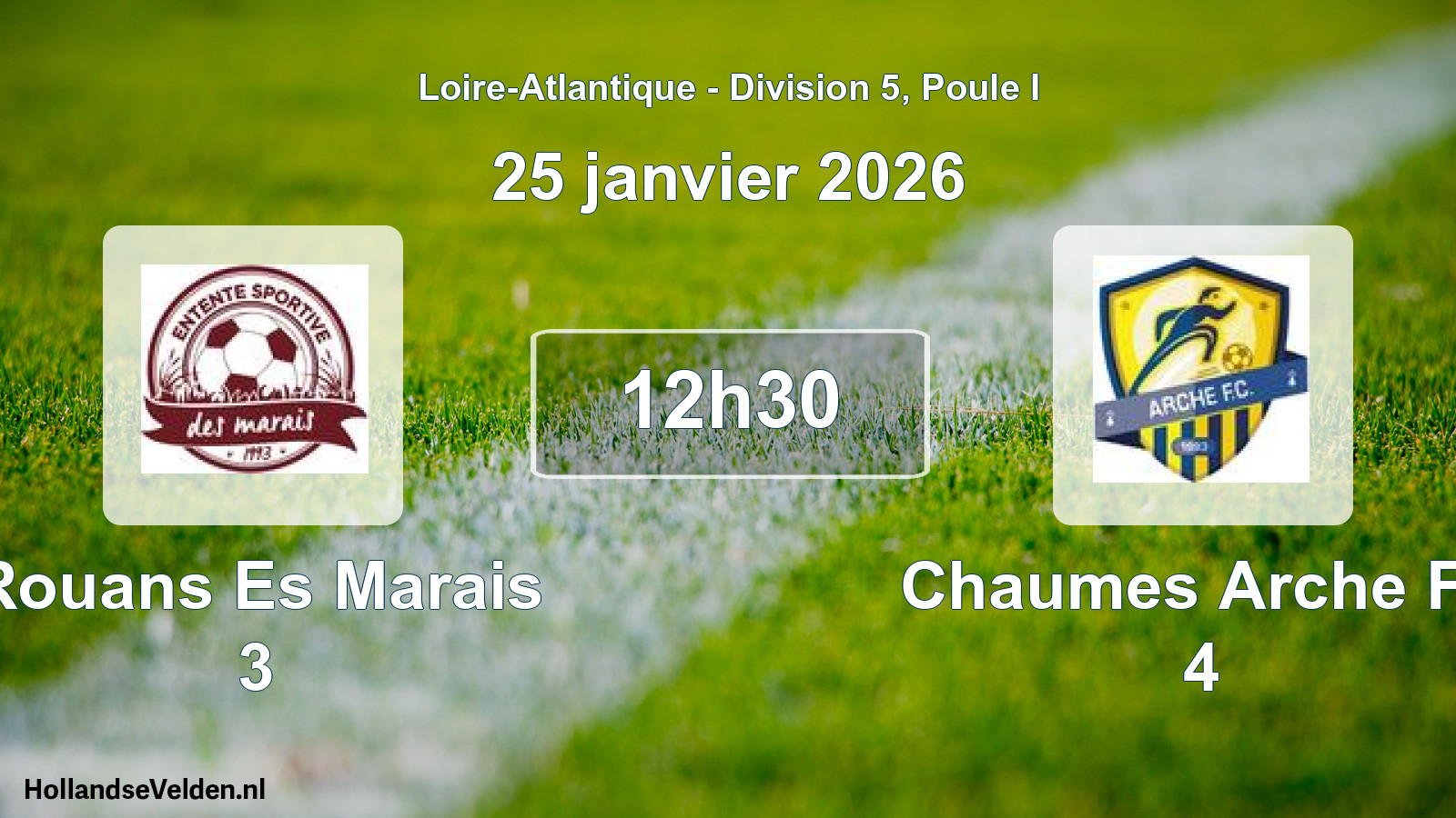 Scheduled Match: Rouans Es Marais 3 - Chaumes Arche Fc 4 (25 January 2026)