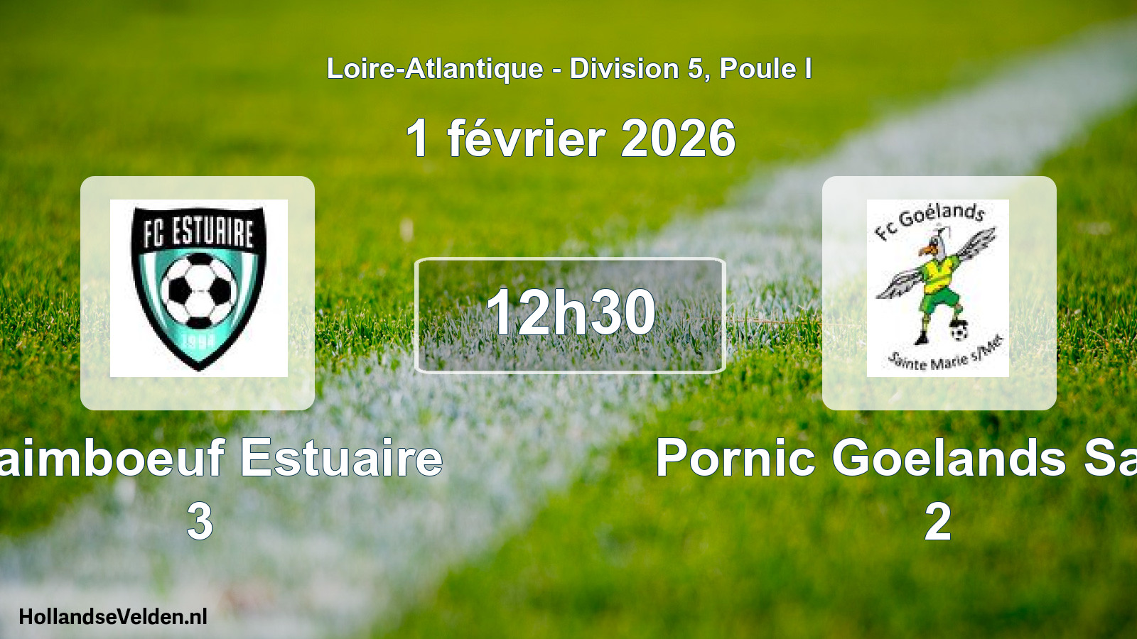 Geplande wedstrijd: Paimboeuf Estuaire 3 - Pornic Goelands Sanm 2 (1 février 2026)