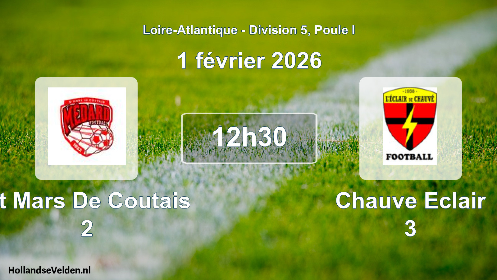 Geplande wedstrijd: St Mars De Coutais 2 - Chauve Eclair 3 (1 février 2026)