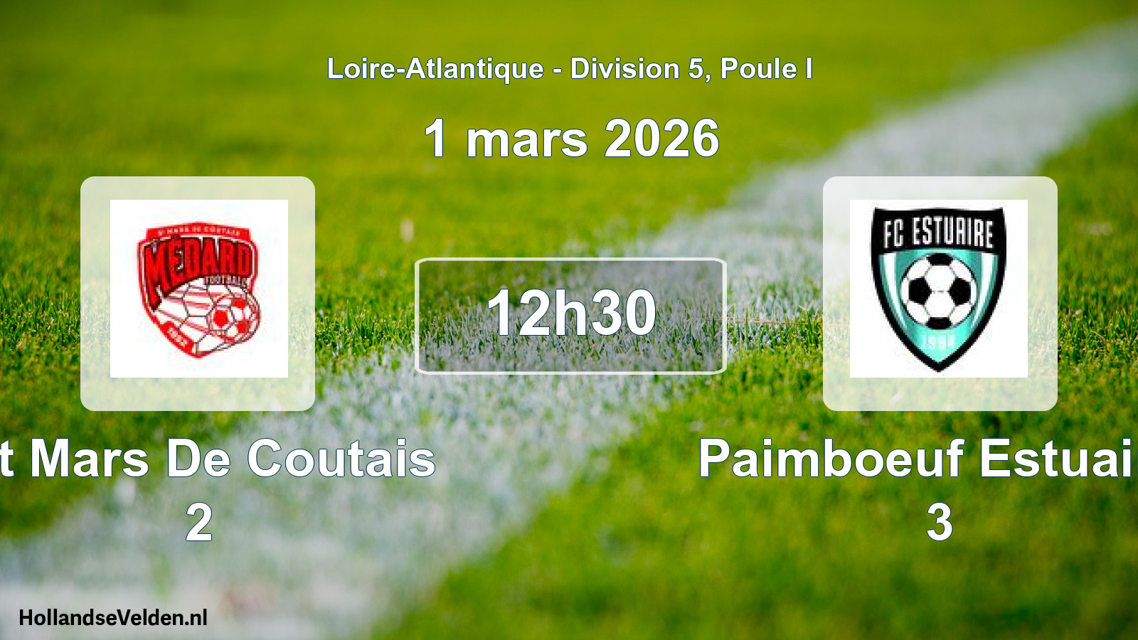Scheduled Match: St Mars De Coutais 2 - Paimboeuf Estuaire 3 (1 March 2026)