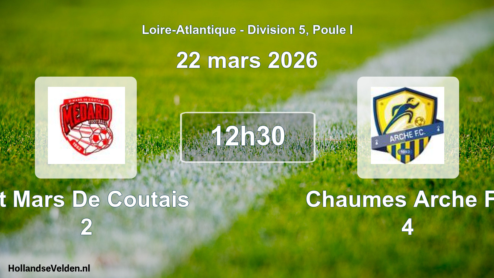 Geplande wedstrijd: St Mars De Coutais 2 - Chaumes Arche Fc 4 (22 mars 2026)