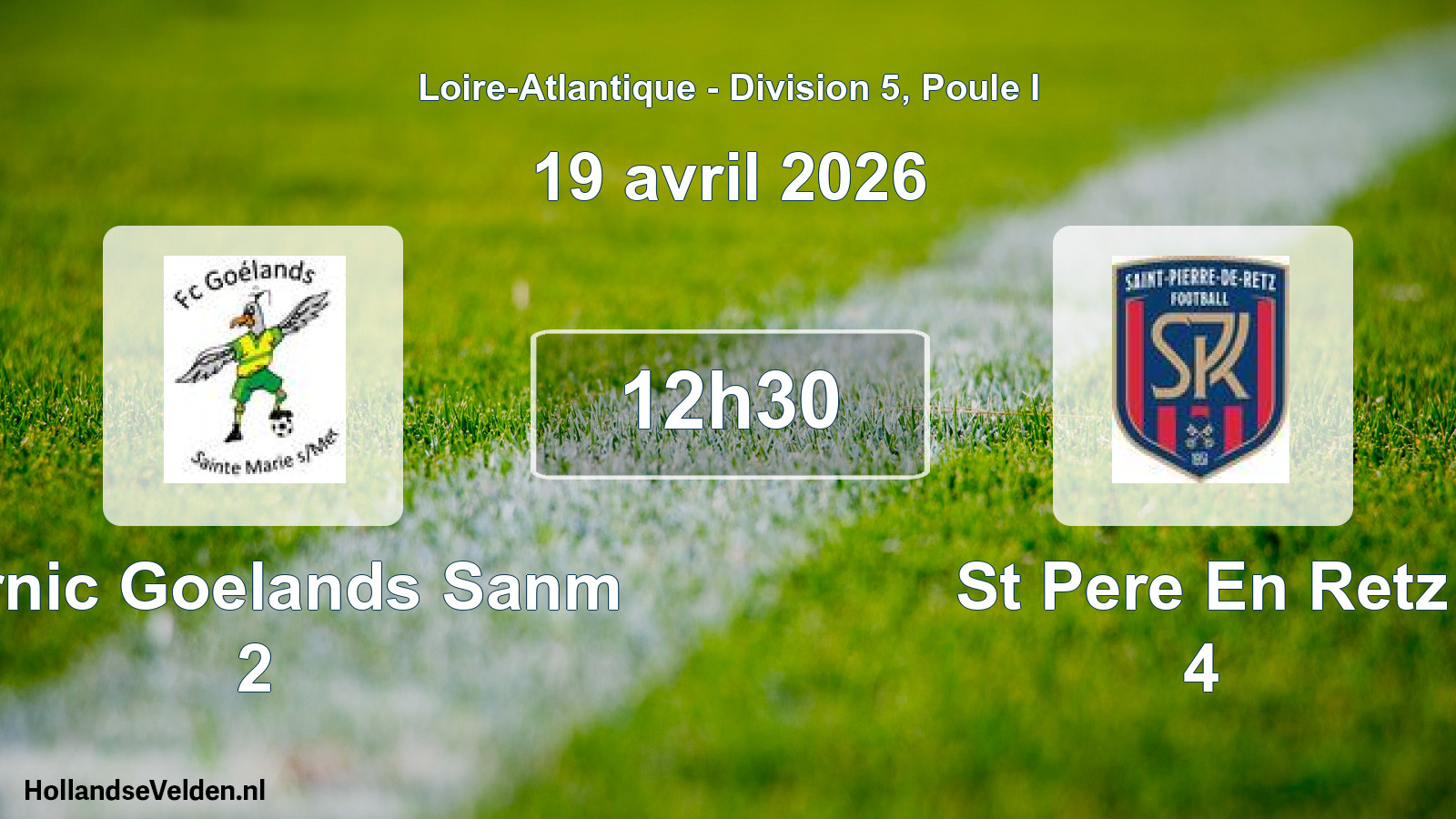 Geplande wedstrijd: Pornic Goelands Sanm 2 - St Pere En Retz 4 (19 avril 2026)