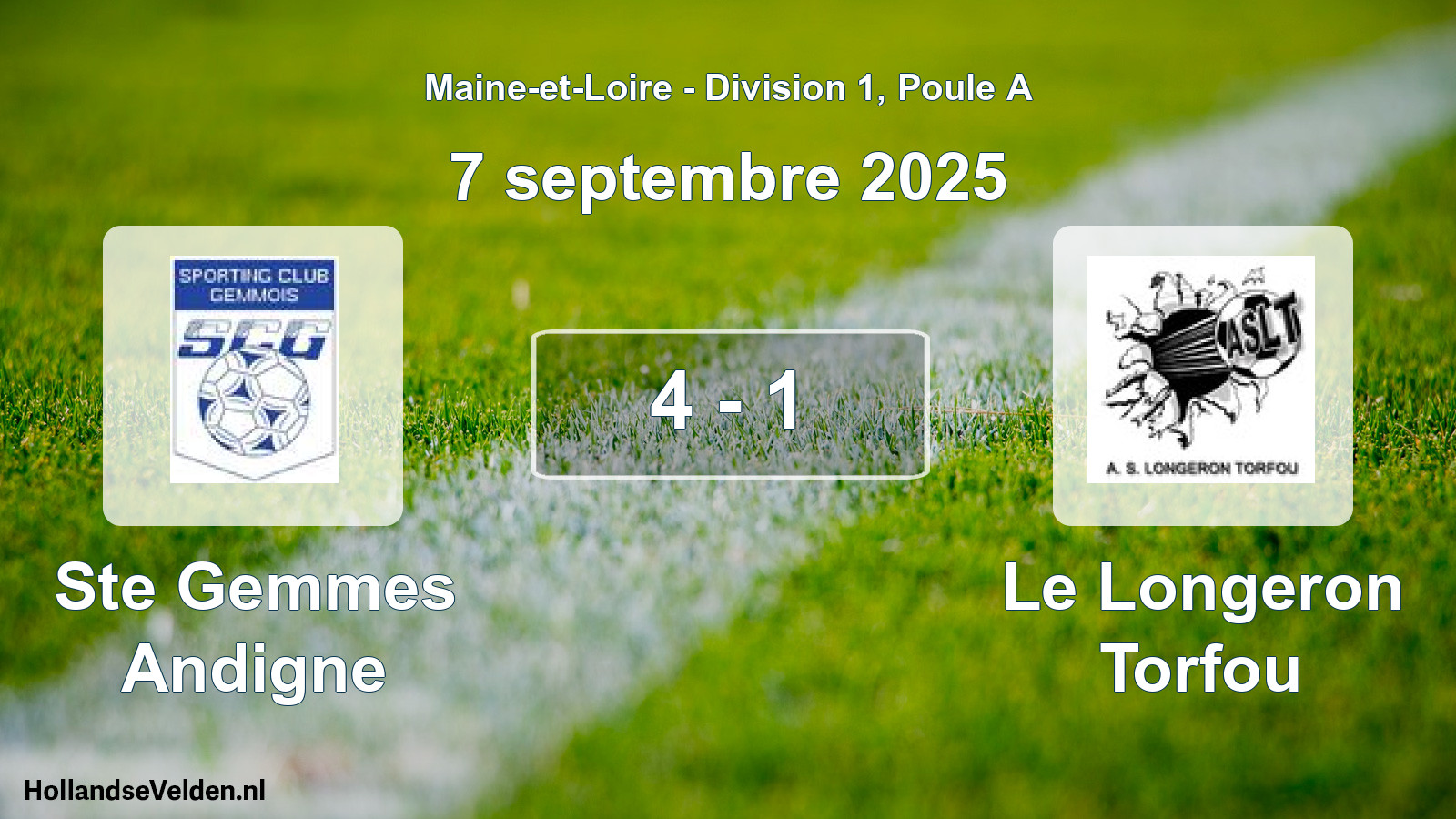 Total number of matches played: Ste Gemmes Andigne - Le Longeron Torfou 4 - 1 (7 September 2025)