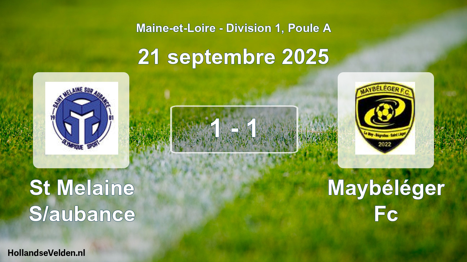 Gespeelde wedstrijd: St Melaine S/aubance - Maybéléger Fc 1 - 1 (21 septembre 2025)