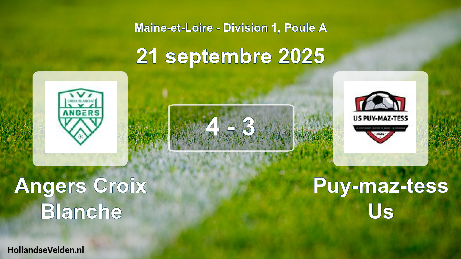 Total number of matches played: Angers Croix Blanche - Puy-maz-tess Us 4 - 3 (21 September 2025)