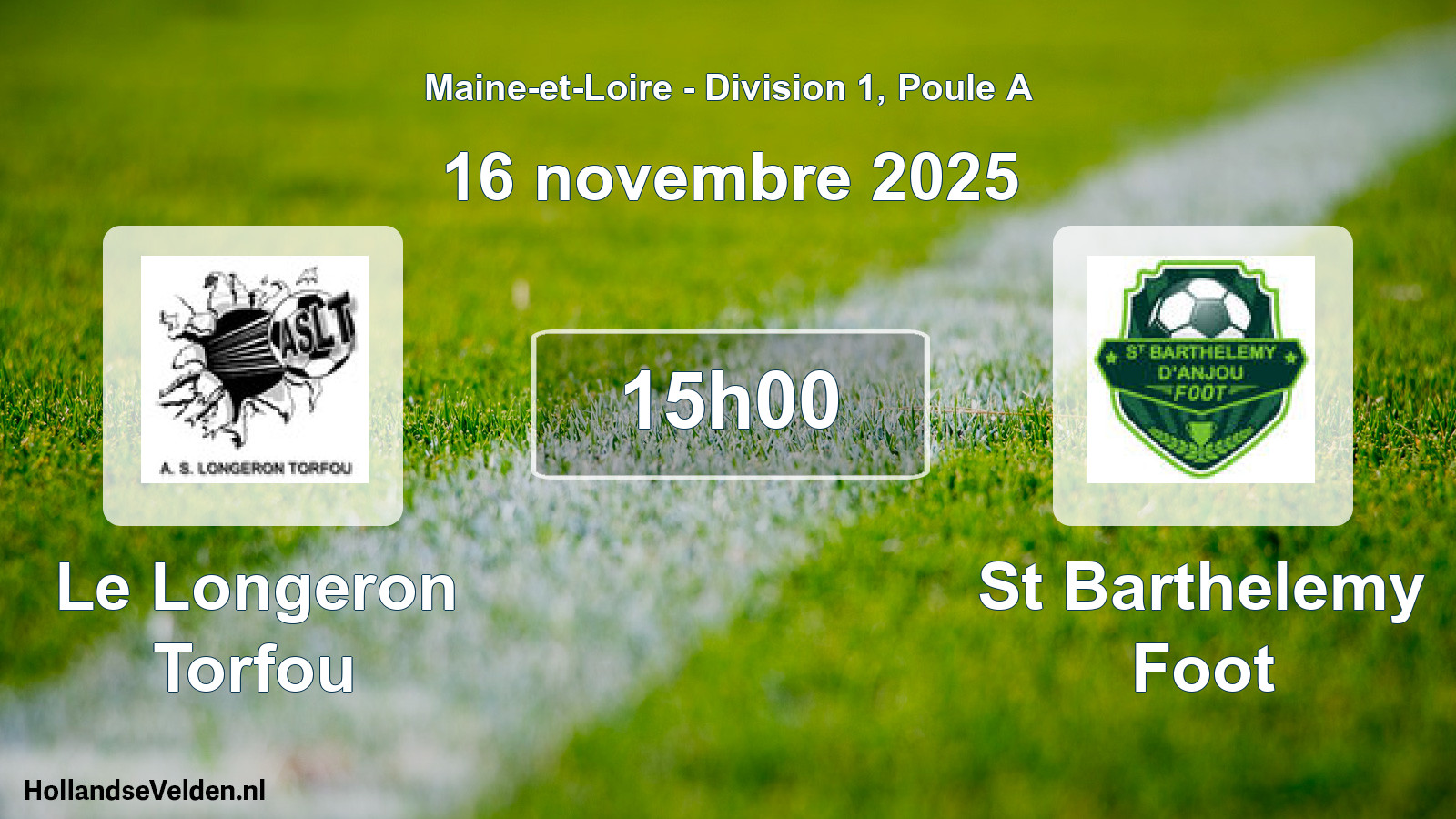 Geplande wedstrijd: Le Longeron Torfou - St Barthelemy Foot (16 november 2025)
