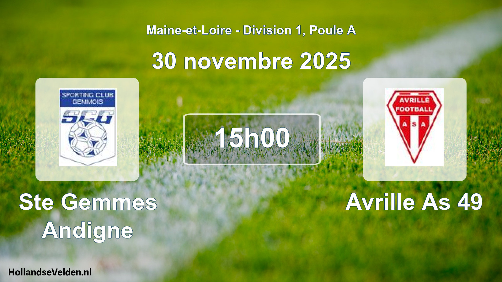 Geplande wedstrijd: Ste Gemmes Andigne - Avrille As 49 (30 novembre 2025)