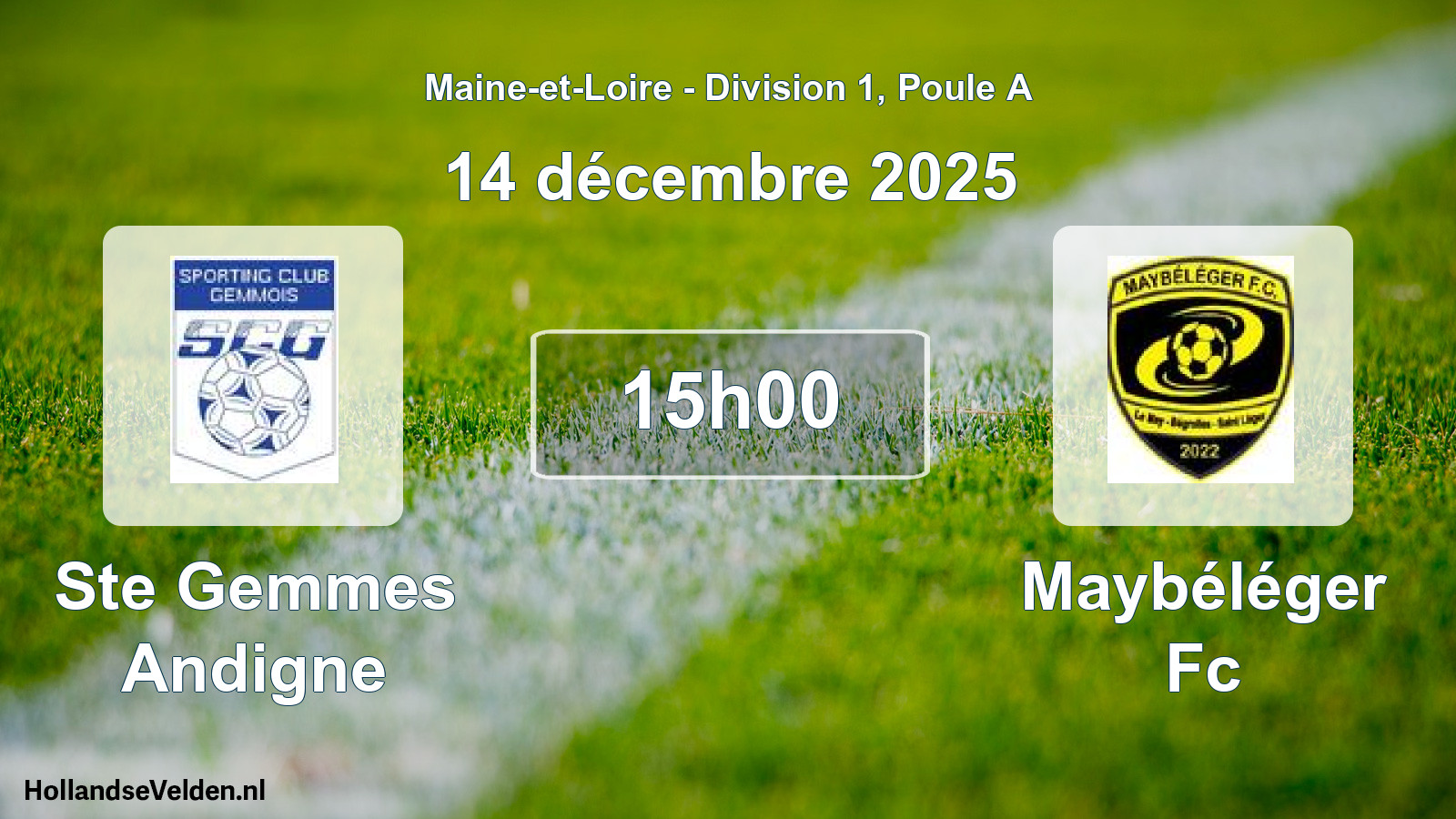 Geplande wedstrijd: Ste Gemmes Andigne - Maybéléger Fc (14 décembre 2025)