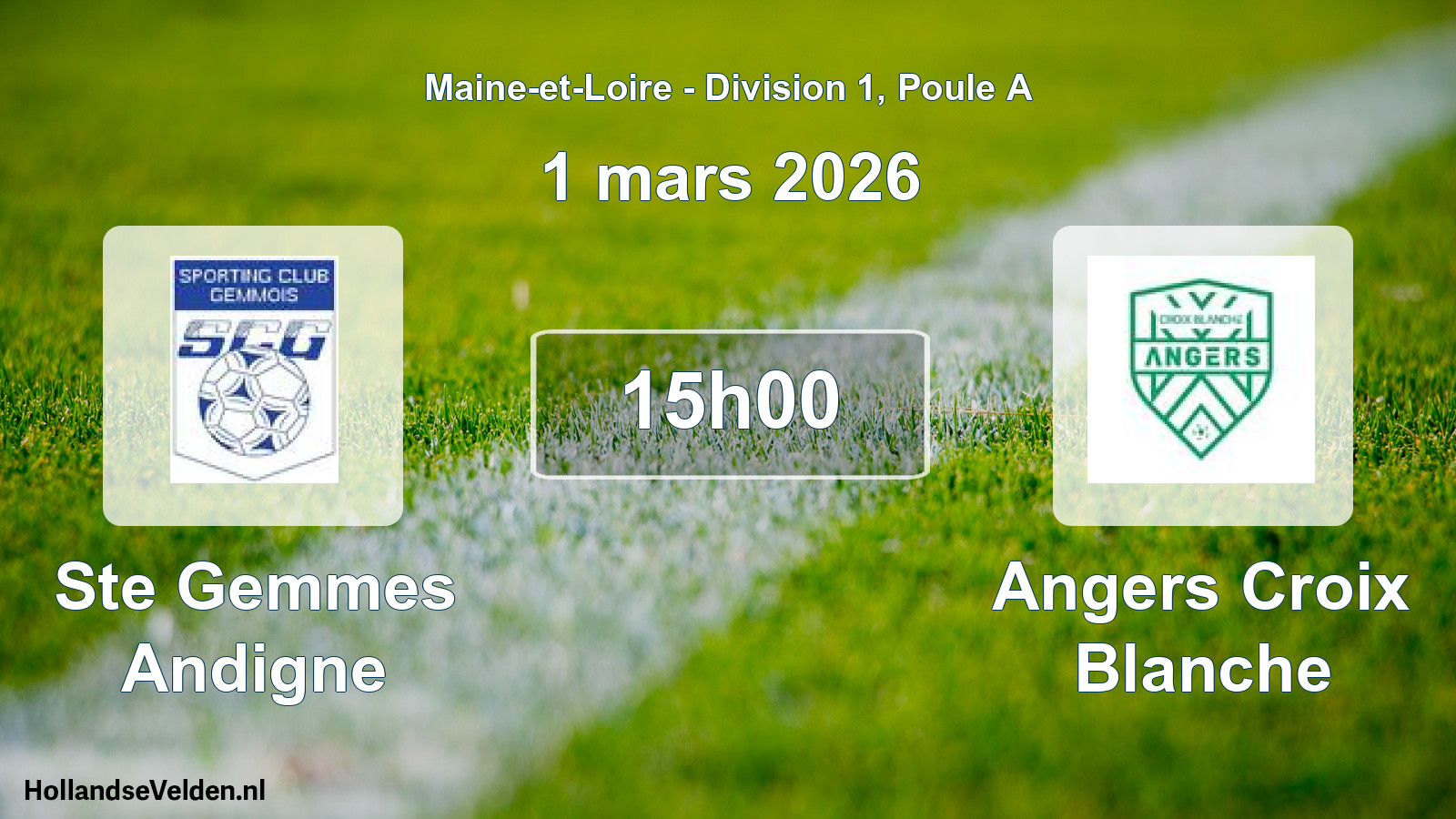 Geplande wedstrijd: Ste Gemmes Andigne - Angers Croix Blanche (1 maart 2026)