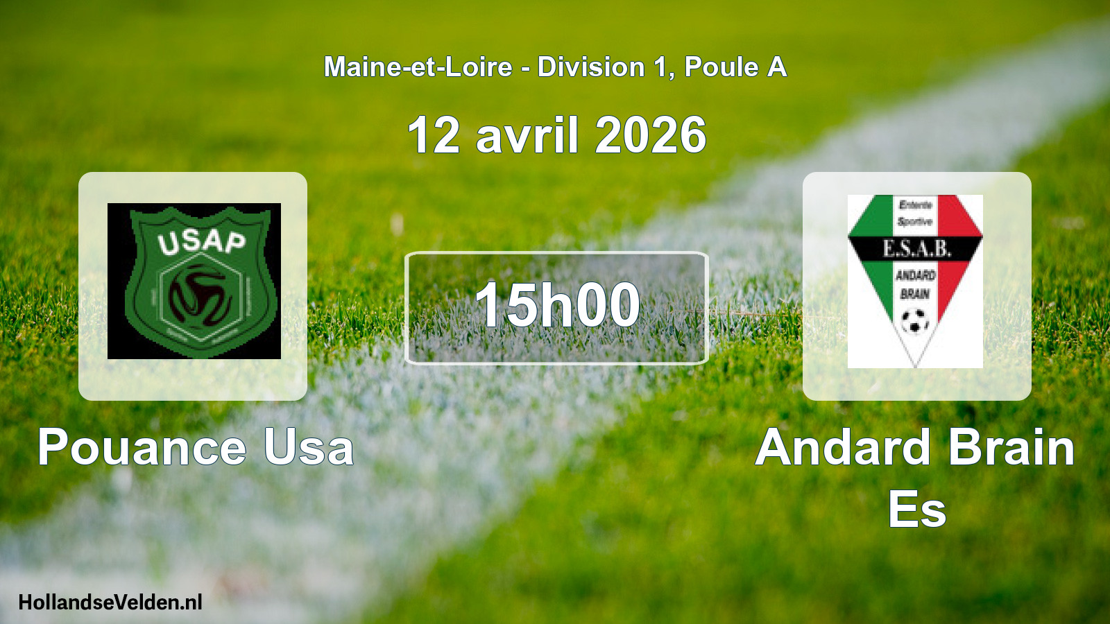 Geplande wedstrijd: Pouance Usa - Andard Brain Es (12 april 2026)