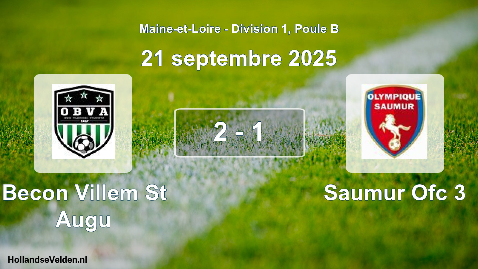 Total number of matches played: Becon Villem St Augu - Saumur Ofc 3 2 - 1 (21 September 2025)