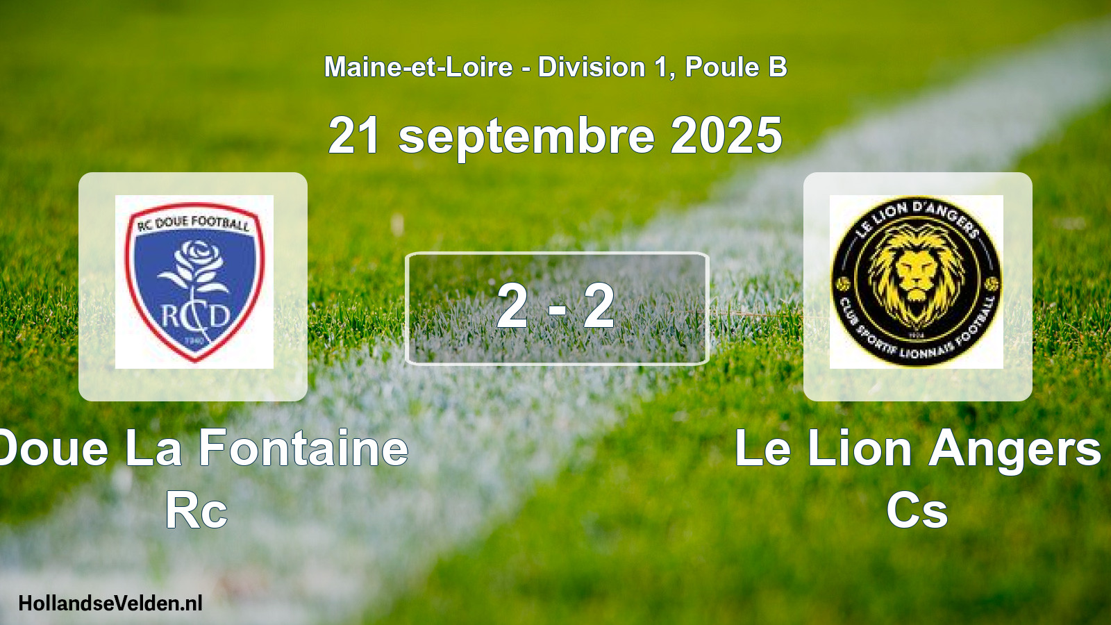 Gespeelde wedstrijd: Doue La Fontaine Rc - Le Lion Angers Cs 2 - 2 (21 september 2025)