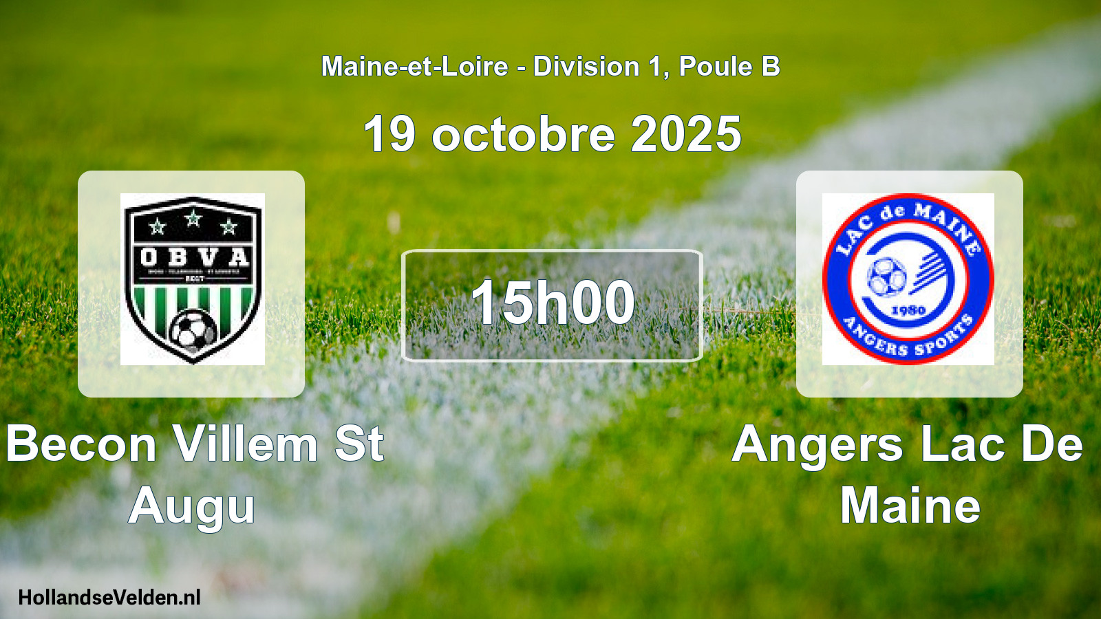 Geplande wedstrijd: Becon Villem St Augu - Angers Lac De Maine (19 octobre 2025)