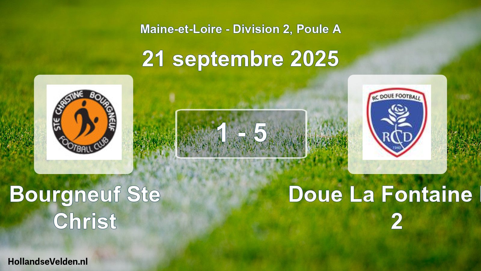 Total number of matches played: Bourgneuf Ste Christ - Doue La Fontaine Rc 2 1 - 5 (21 September 2025)